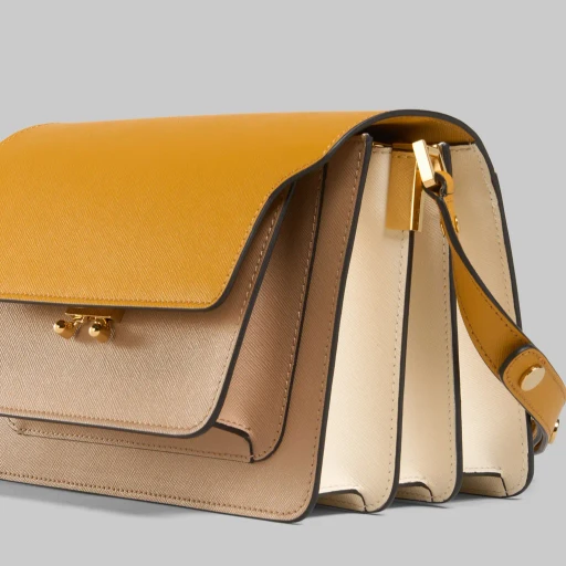 Tricolor Leather Medium Trunk Bag