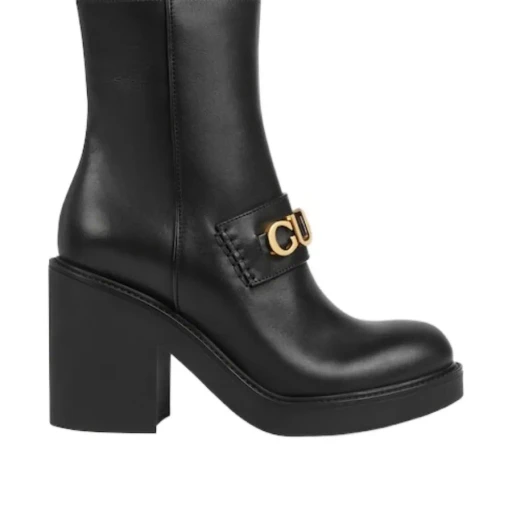 Logo-Plaque Leather Boots