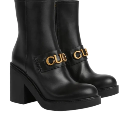 Logo-Plaque Leather Boots