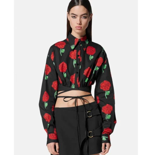 Floral-Print Long-Sleeved Blouse