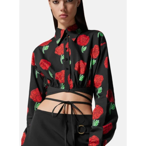 Floral-Print Long-Sleeved Blouse