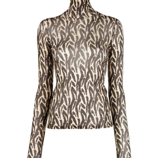 Graphic-Print Roll-Neck Top