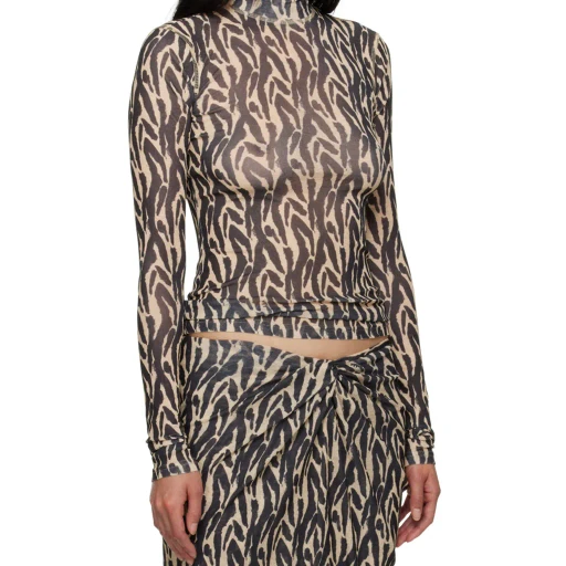 Graphic-Print Roll-Neck Top