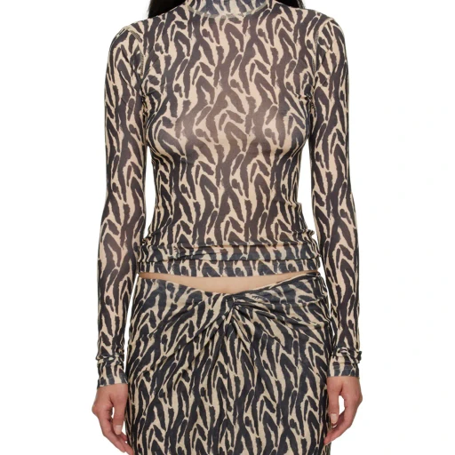 Graphic-Print Roll-Neck Top