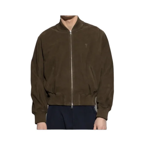 Ami Paris Logo Embroidered Zipped Jacket