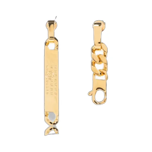 Mm6 Maison Margiela Numeric Engraved Asymmetric Earrings