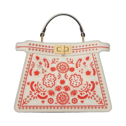 Canvas Bag With Coral Bandana Embroidery