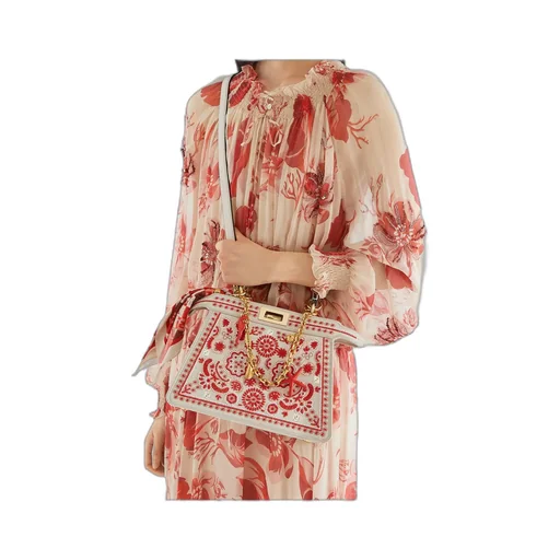 Canvas Bag With Coral Bandana Embroidery