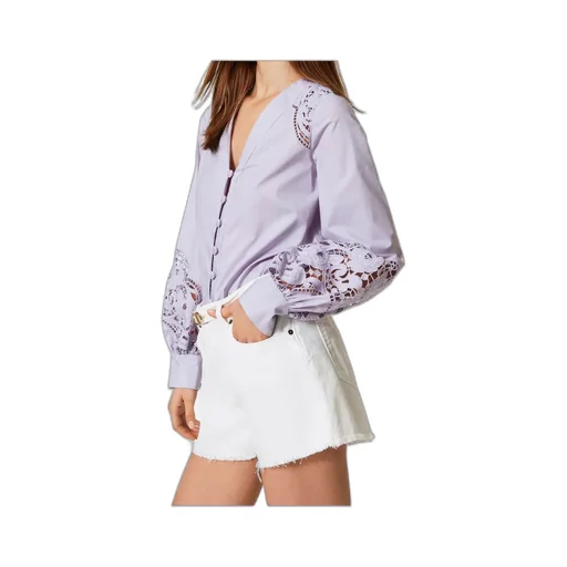 Twinset Frayed Hem Belted Shorts