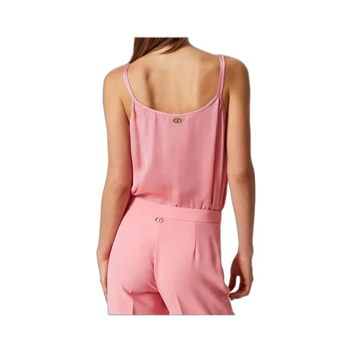 Twinset Embroidered Sleeveless Satin Top