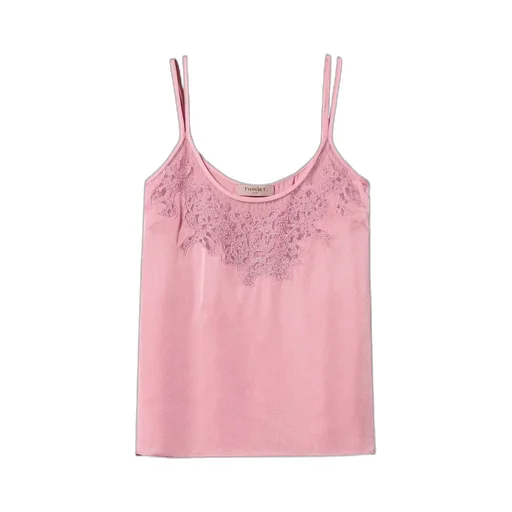 Twinset Embroidered Sleeveless Satin Top