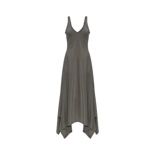 Ami Asymmetric Hem Midi Dress