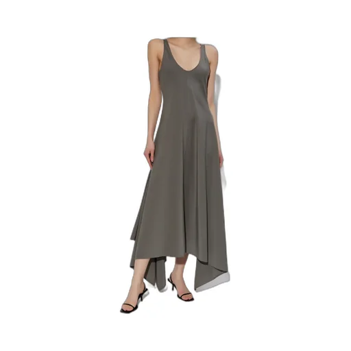 Ami Asymmetric Hem Midi Dress