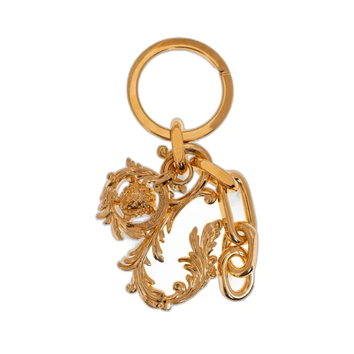Versace Logo-Engraved Charm Keychain