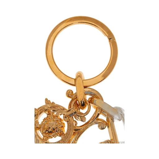 Versace Logo-Engraved Charm Keychain