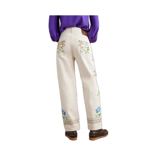 Valentino Logo Patch Floral Patterned Jeans
