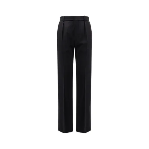 Saint Laurent Pleat Detailed Straight Leg Trousers