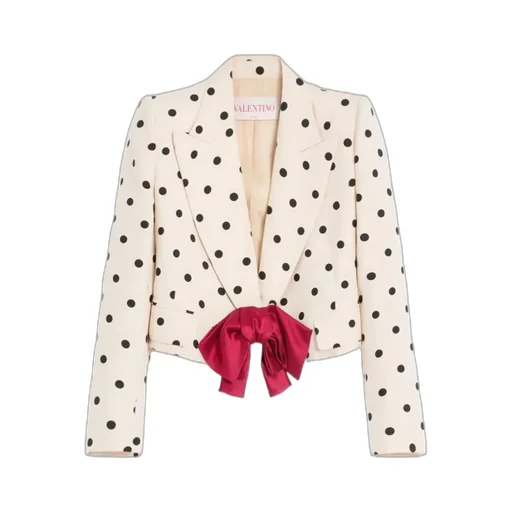 Valentino Shantung Polka Dot Printed Blazer