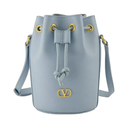 Valentino Vlogo Plaque Drawstring Bucket Bag