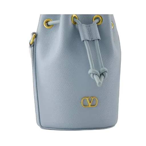 Valentino Vlogo Plaque Drawstring Bucket Bag