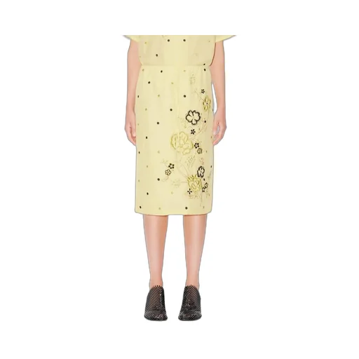 Embroidered Straight Knee Skirt Kenzo Peonies
