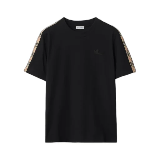Burberry Logo Embroidered Check-Trim T-Shirt