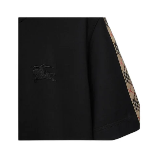 Burberry Logo Embroidered Check-Trim T-Shirt