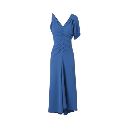 Ruched-Detail Asymmetric Midi Dress
