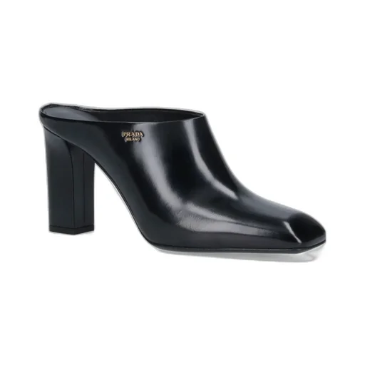 Prada Logo Detailed Square Toe Slip-On Mules