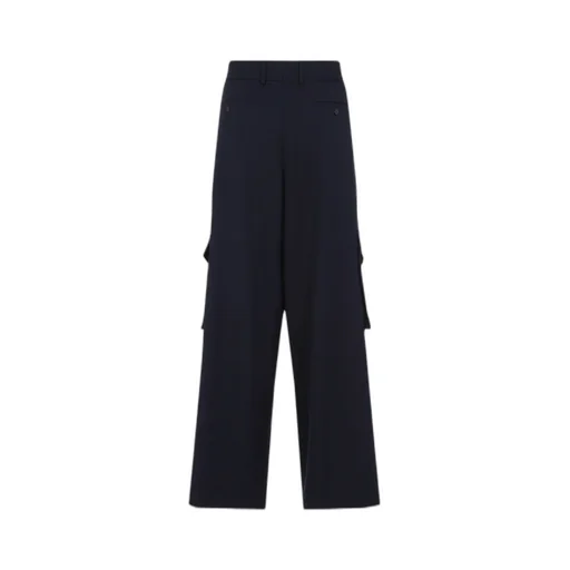 Wide-Leg Wool Cargo Trousers