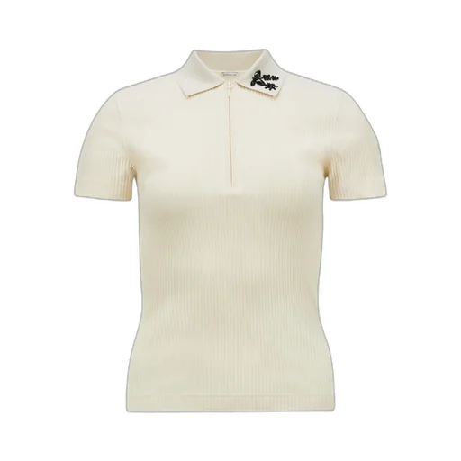 Moncler Crystal-Embellished Knit Polo Top