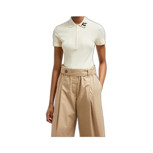 Moncler Crystal-Embellished Knit Polo Top