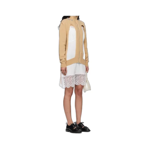 Embellished Window Zip-Up Cardigan