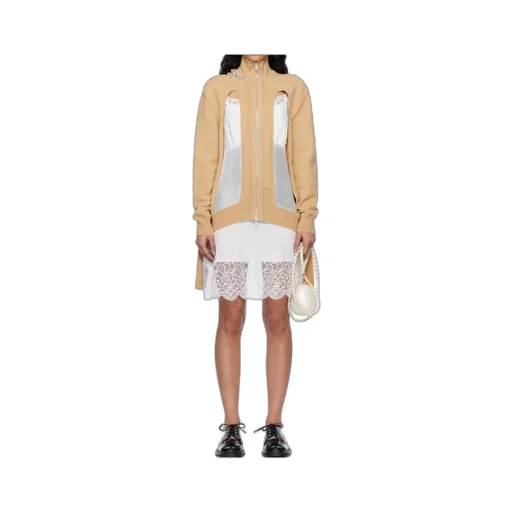 Embellished Window Zip-Up Cardigan