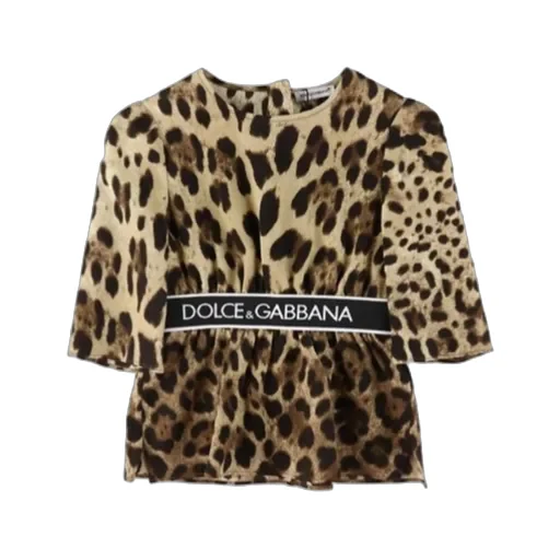 Dolce & Gabbana Kids Leopard-Printed Logo Waistband Top