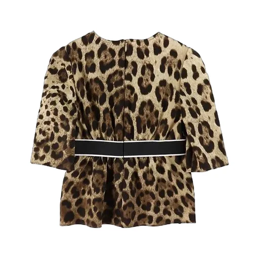 Dolce & Gabbana Kids Leopard-Printed Logo Waistband Top