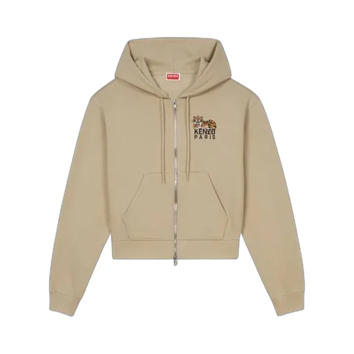 Kenzo Happy Tiger Cropped Zip-Up Hoodie