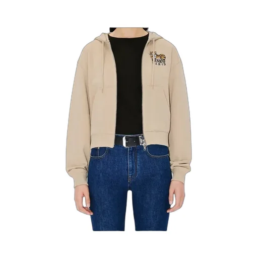 Kenzo Happy Tiger Cropped Zip-Up Hoodie