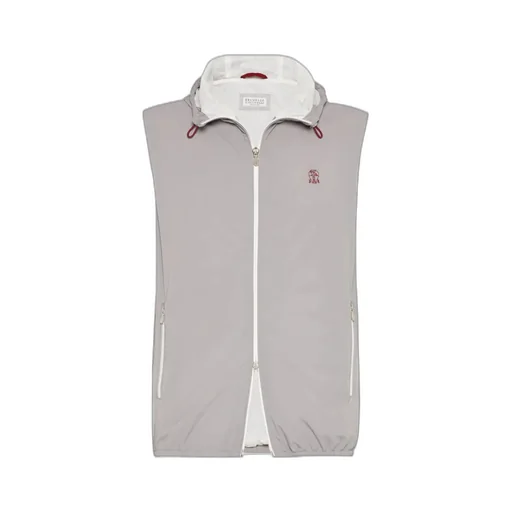 Brunello Cucinelli Logo Embroidered Zip-Up Sleeveless Vest