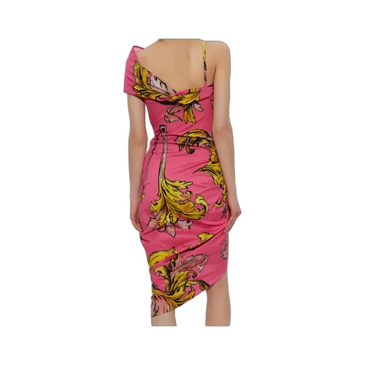 Versace Jeans Couture Baroque Print Draped Dress