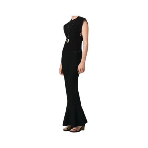 Black Wool Sleeveless Bicolor Top