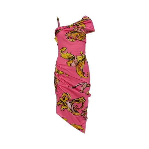 Versace Jeans Couture Baroque Print Draped Dress