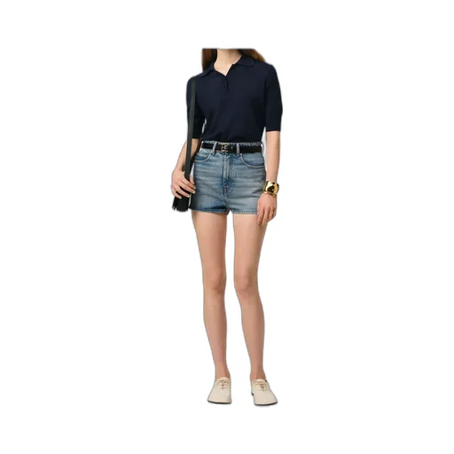 Ami Paris Ami De Coeur Fine Knit Polo Top