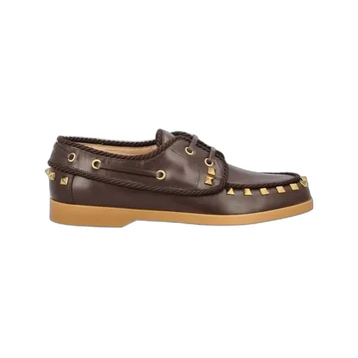 Valentino Garavani Rockstud Lace-Up Flat Shoes