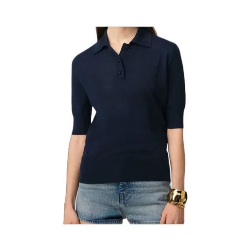 Ami Paris Ami De Coeur Fine Knit Polo Top
