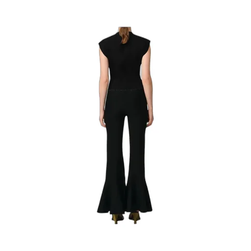 Black Wool Sleeveless Bicolor Top