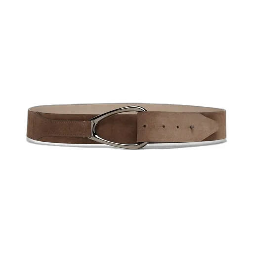 Logo-Buckle Suede Belt