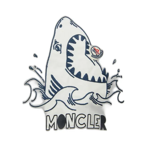 Embroidered Shark Motif Cotton Jersey T-Shirt
