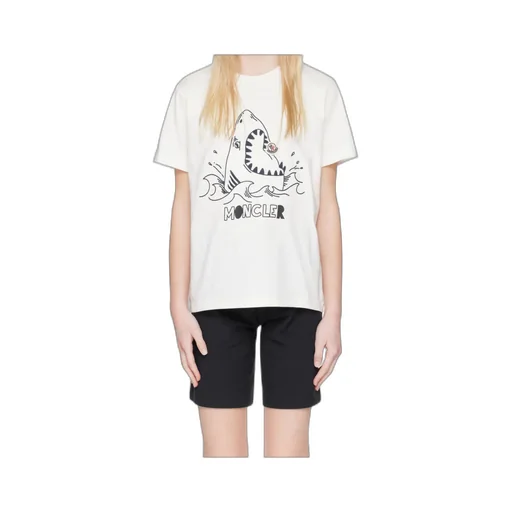 Embroidered Shark Motif Cotton Jersey T-Shirt