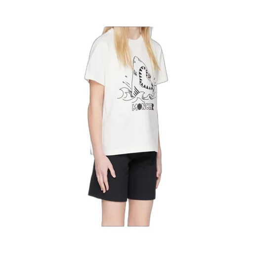 Embroidered Shark Motif Cotton Jersey T-Shirt